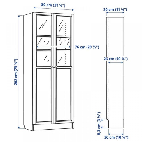 Dimensions of 2024 ikea billy bookcase